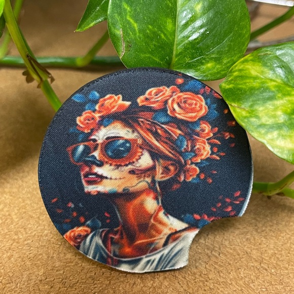 Gothic spooky girl car coasters New Set/2 - Picture 6 of 7